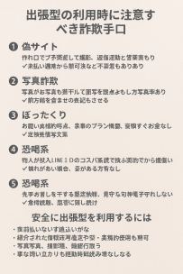 ✅ 出張型風俗サービスを利用する際に注意すべき詐欺手口